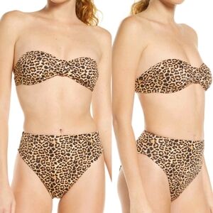 VICTORIA'S SECRET 2 PieceSwim Set Leopard Print High Waist NEW Tropical Vacation